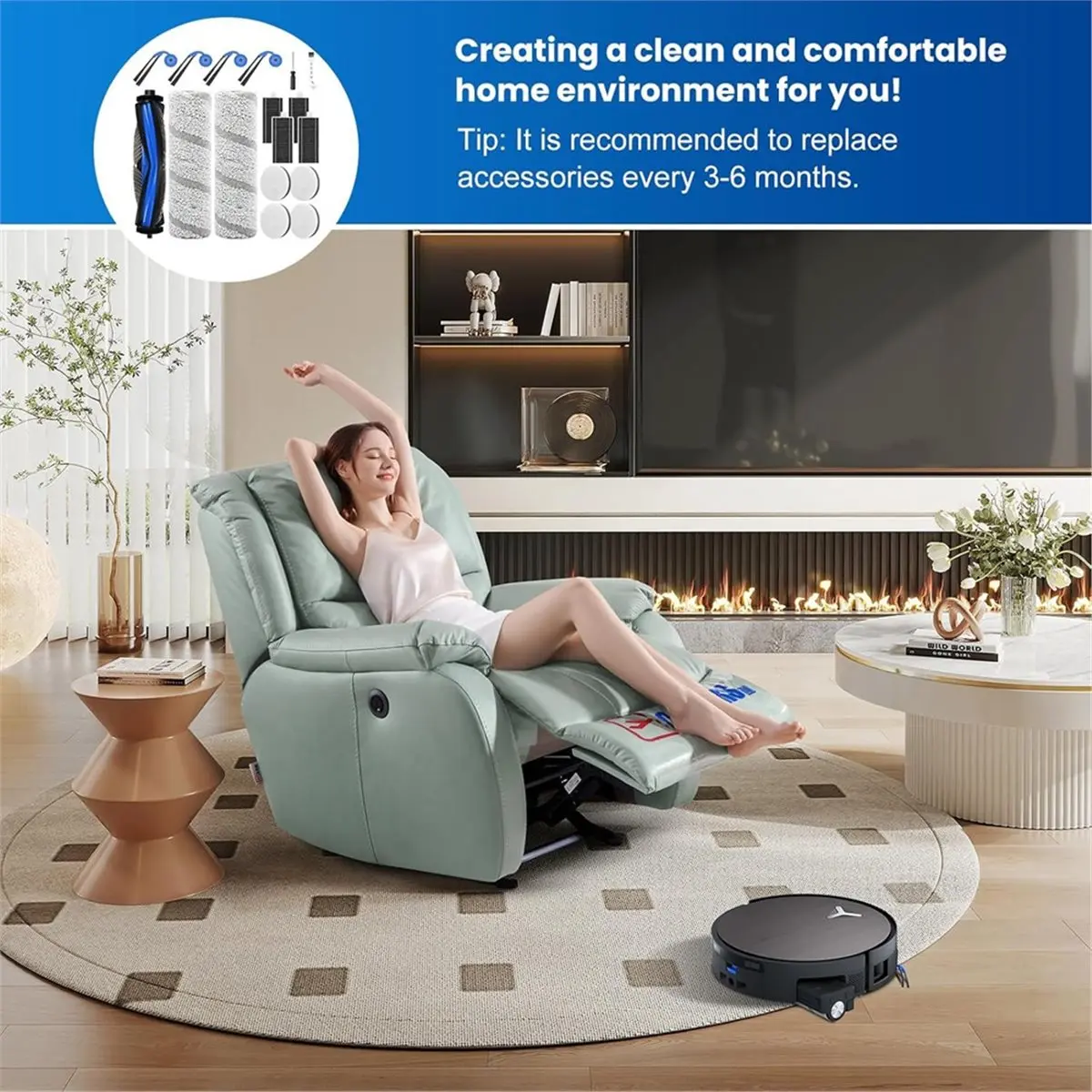 A10R Replacement Parts for Ecovacs Deebot X11 OmniCyclone Robot Vacuum, Accessories Main Side Brush HEPA Filter Mop Cloth