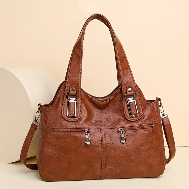 

2025 New Large Capacity Ladies Crossbody Bag Single Shoulder Bag for Elderly Women PU Material Fashionable Daily Use