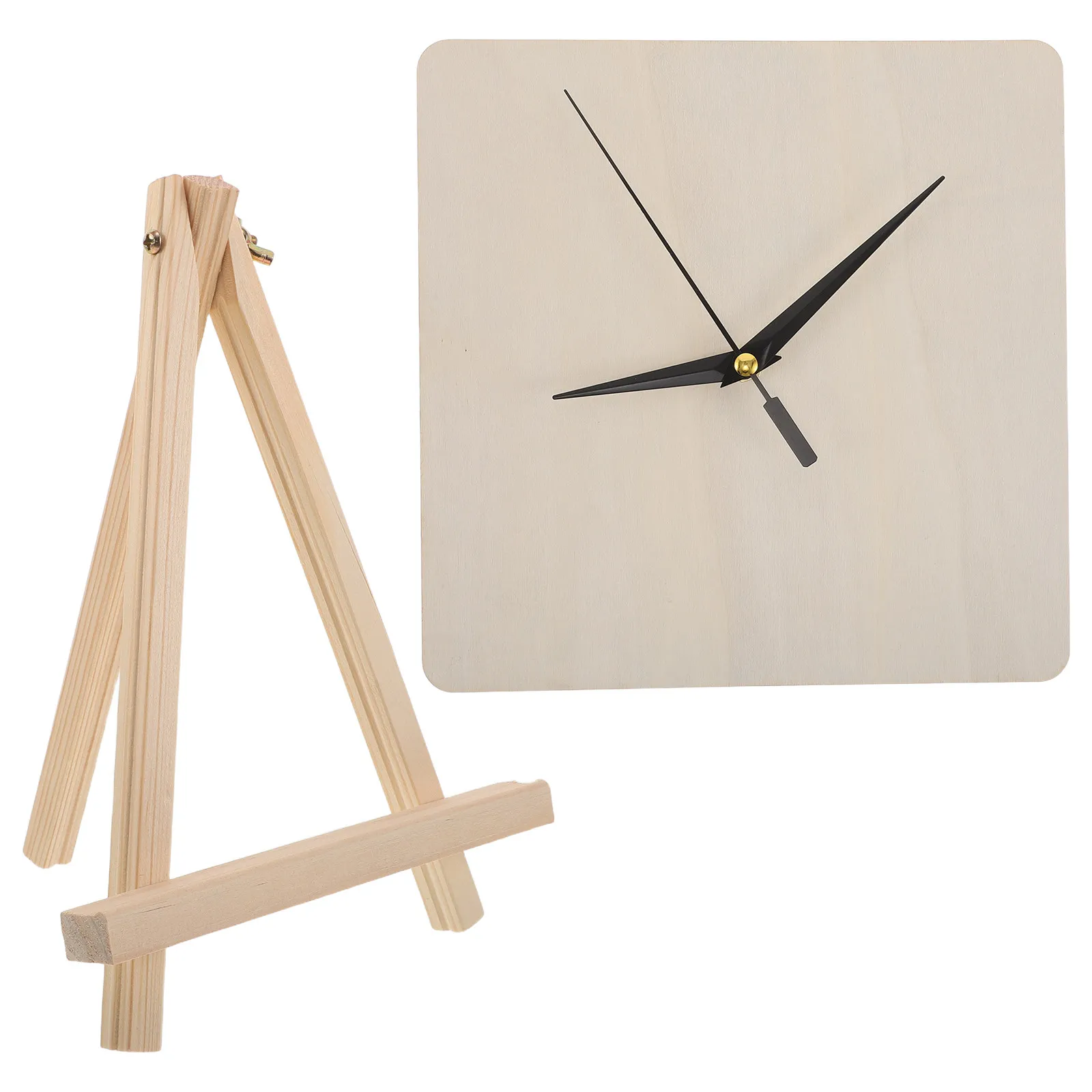 

Набор из 1 шт.: Часовой циферблат 20 см, квадратный, деревянный, неокрашенный, для самостоятельной росписи, для декора стен в стиле рустик и модерн, креативные часы