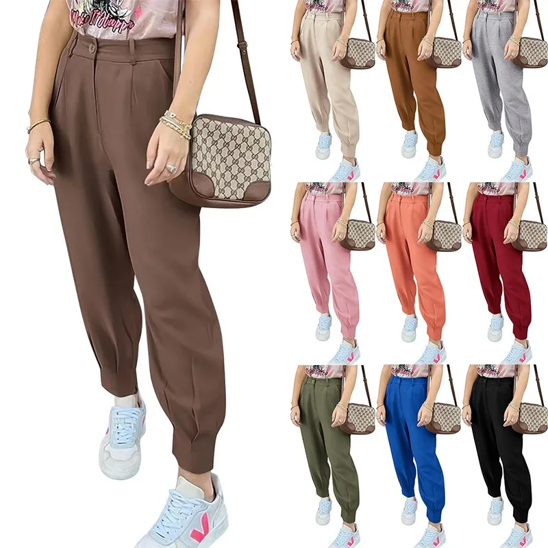 2024 Spring Women's High-waisted Casual Work Office Small Foot Pants Casual Pants