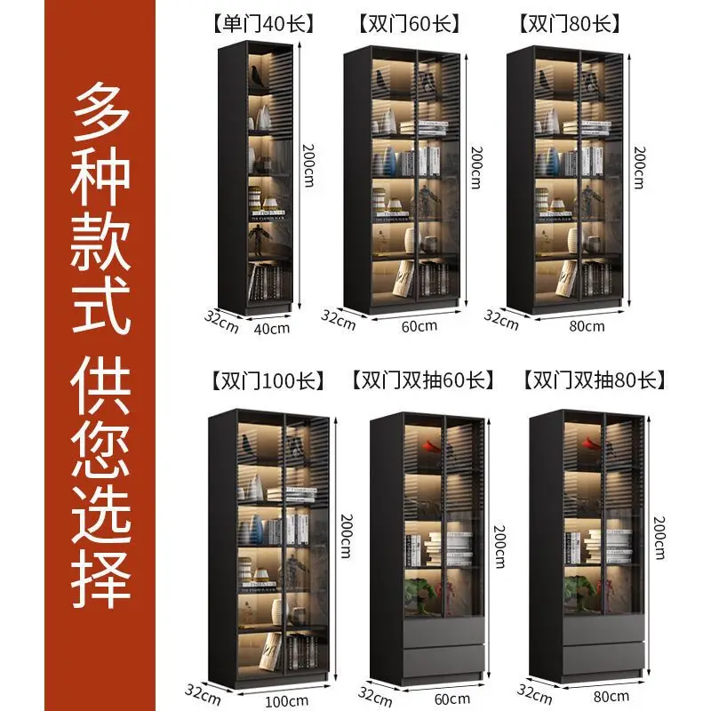 Light Luxury Bookcase Dust proof Glass Door Bookcase Bookcase Bookshelf Modern and Simple Display Handmade Cabinet