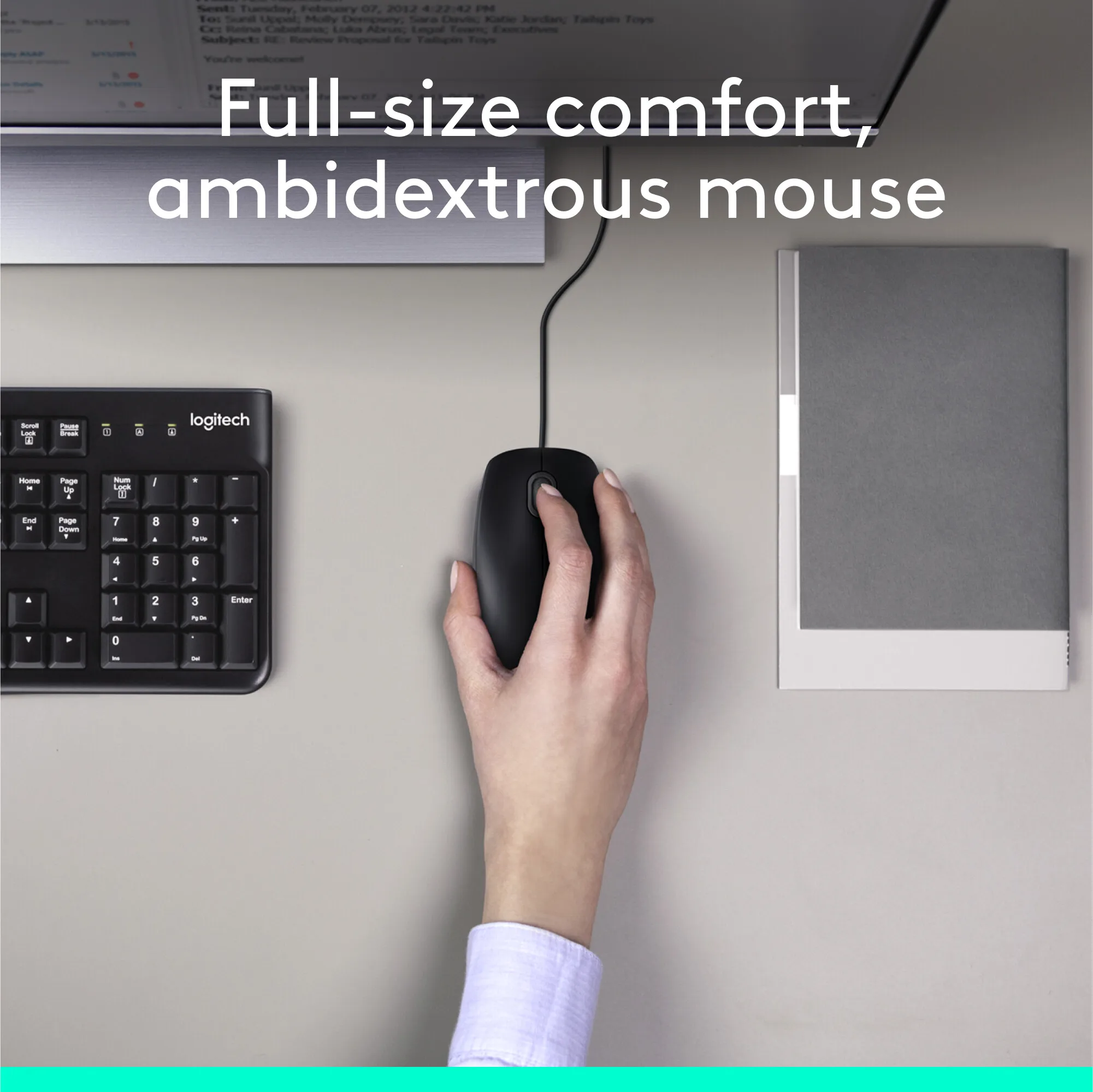 Logitech MK120 Wired USB Keyboard and Mouse Combo - Full Size,Plug and Play,Durable Design,for Home,Office, PC, Laptop, Desktop
