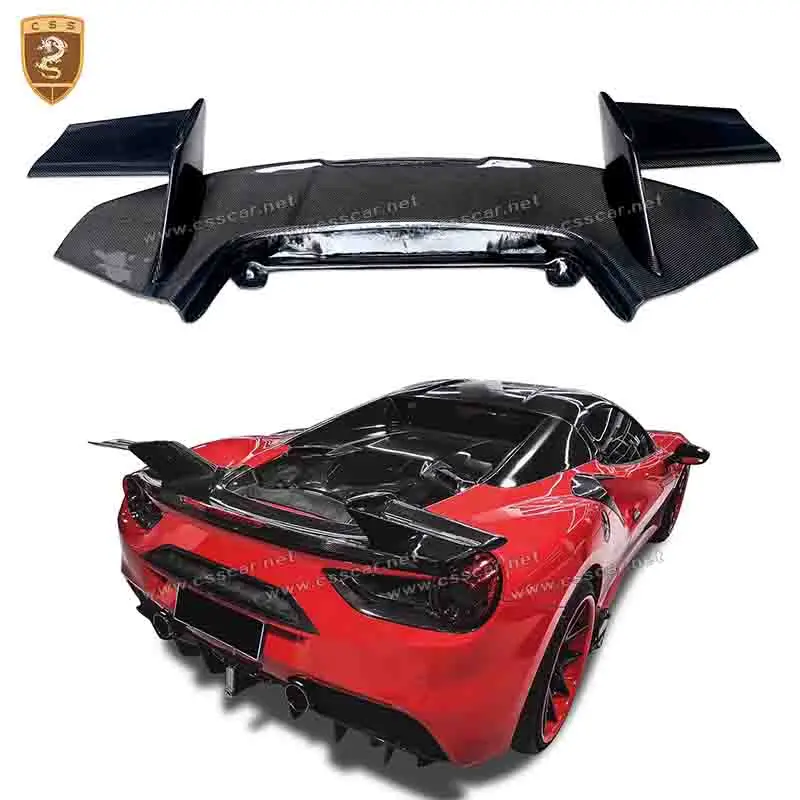 Car Tail Wing Spolier For Ferari 488 GTB  MSY Style Car Rear Trunk Lid Spoiler Roof Wing Tailgate Flap Trim Splitter Guard