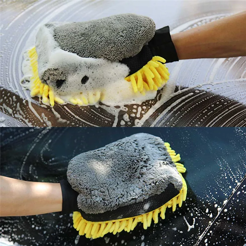 Thick Waterproof Microfiber Chenille Car Wash Gloves for Effective Car Cleaning Waxing and Detailing Double-Faced Mitts