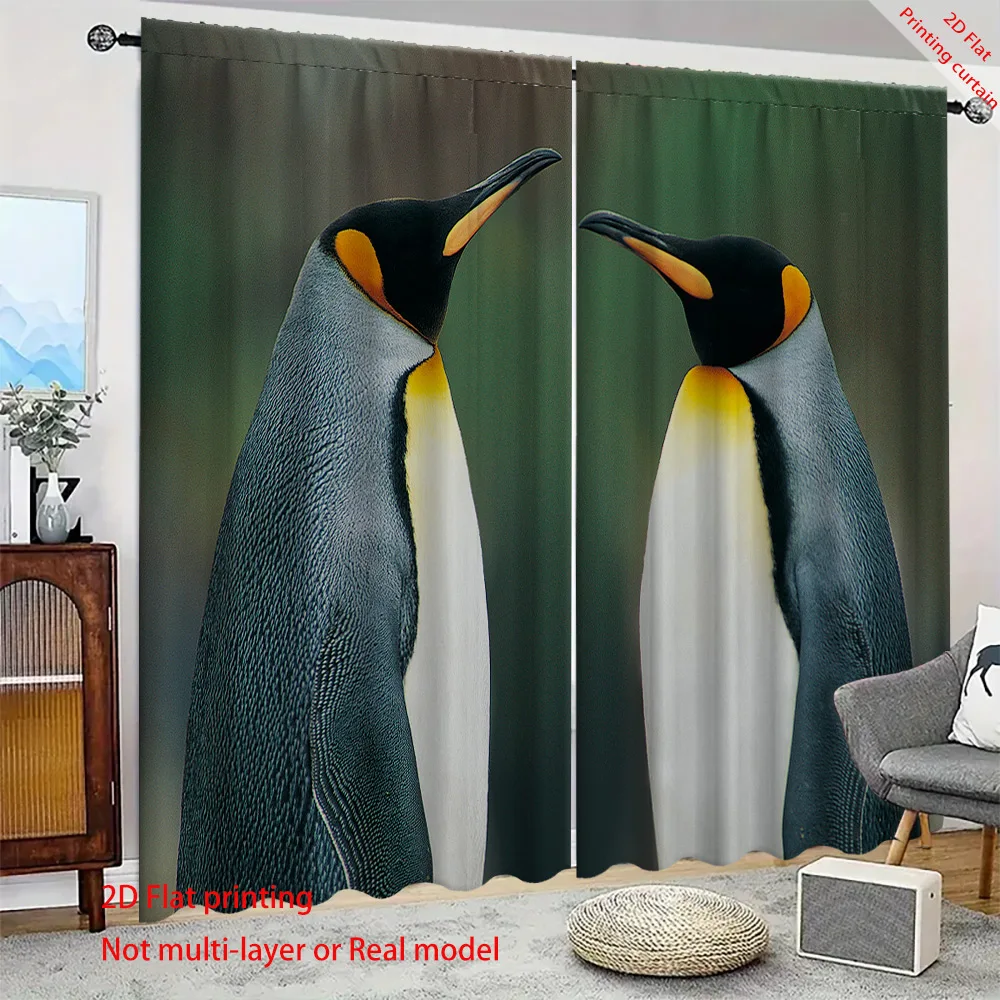 Penguin printed curtains, flamingo home decor sunshades, suitable for dormitories, offices, bedrooms, and living rooms
