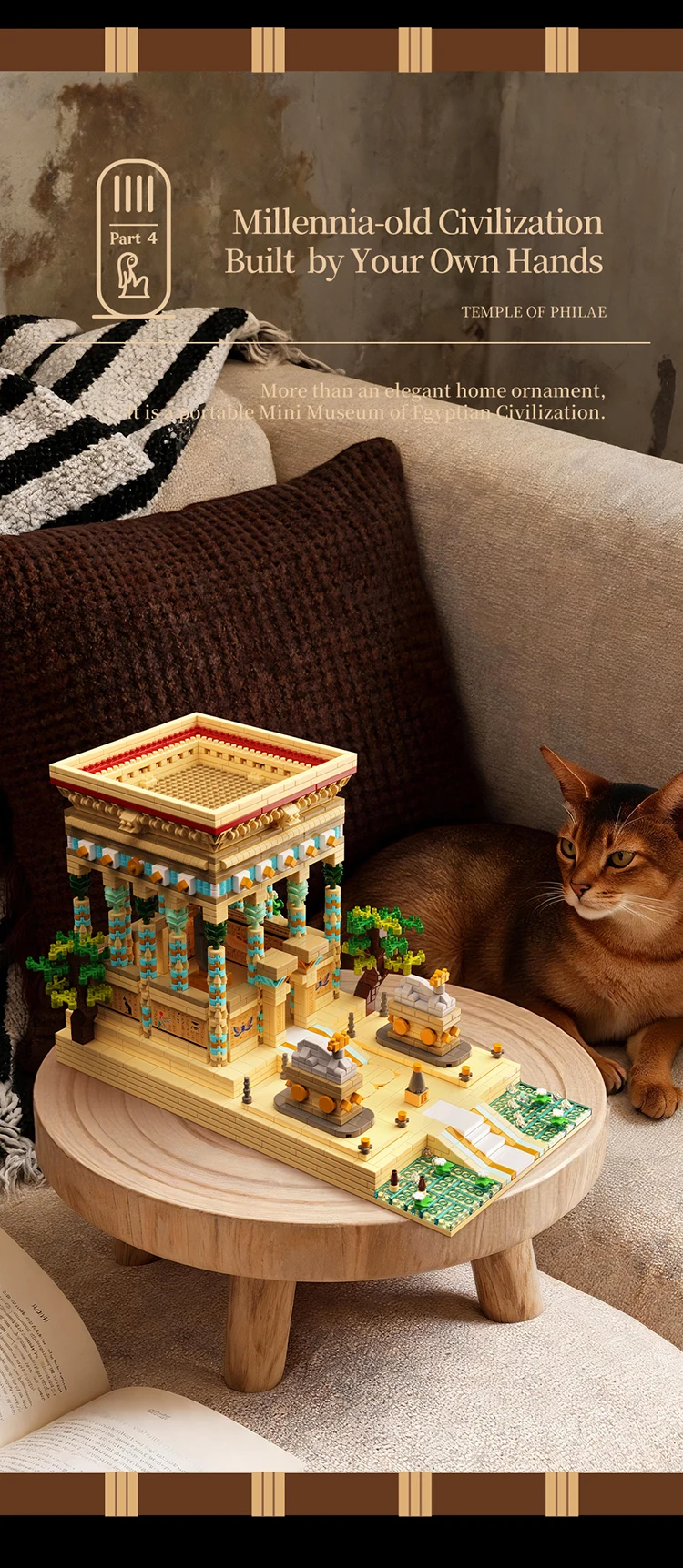 2015PCS Temple Of Philae MOC Building Blocks Ancient Egyptian Micro Mini Architectural DIY Model Bricks Toy Statues Gift