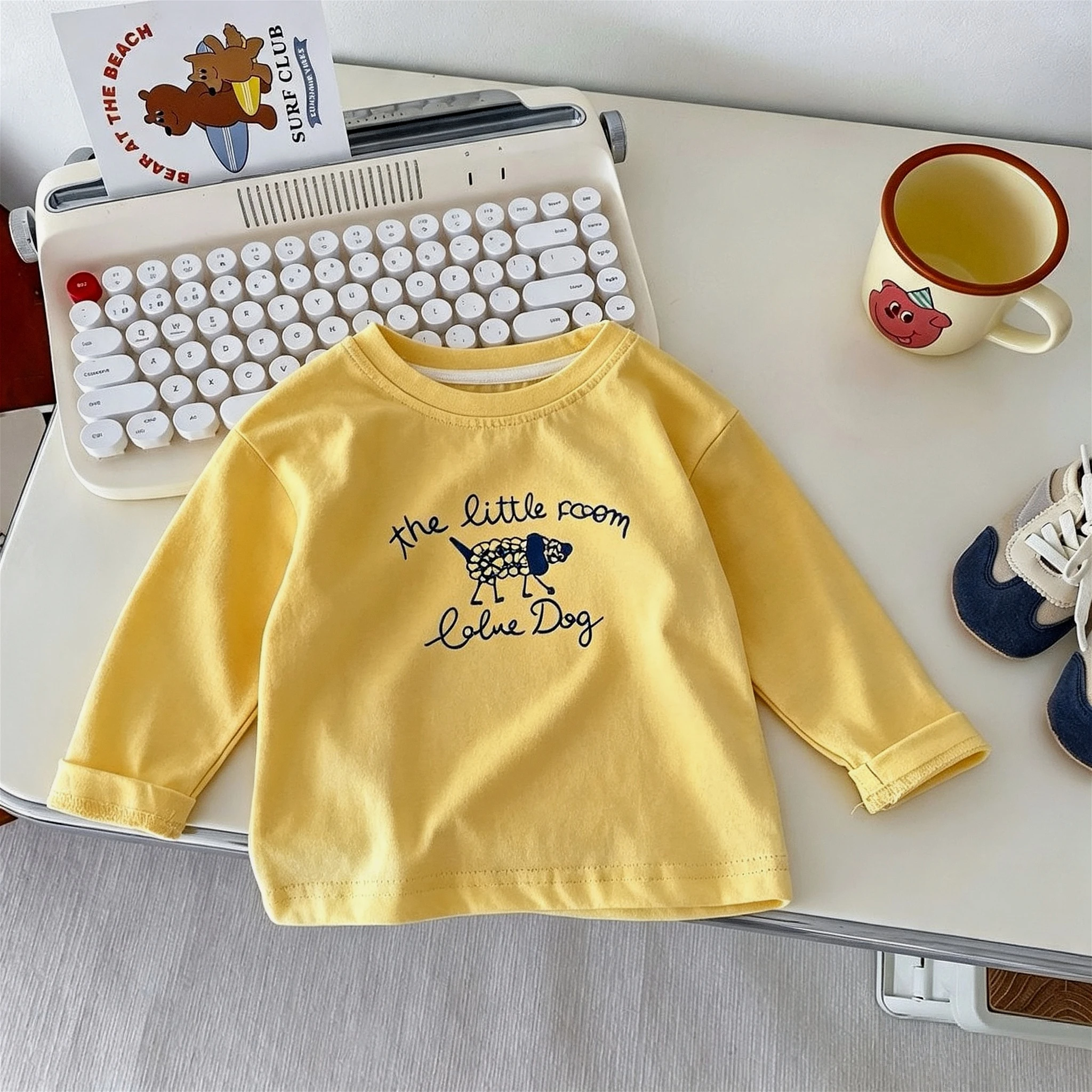 Children Long Sleeve T-shirt Tops Spring Fall Simple Versatile Cartoon Kids Bottoming Shirt Baby Girl Boy Clothes Casual Blouse