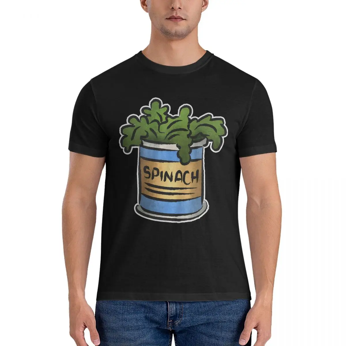 Amazing Spinach T-Shirt Men Crewneck Cotton T Shirts P-Popeye Short Sleeve Tee Shirt Gift Idea Clothes