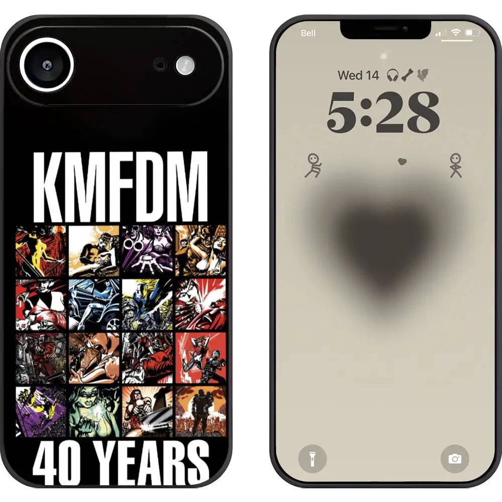 KMFDM Band Phone Case Fashion Black Frosted TPU Phone Case For IPhone 12-17. UV Spray Painted Design, Anti-fall Daily Protection