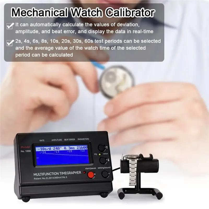 Tidak. 1000 Timing Timegrapher Mechanical Watch Tester EU Plug Professional Watch Calibrator Repairing Tools