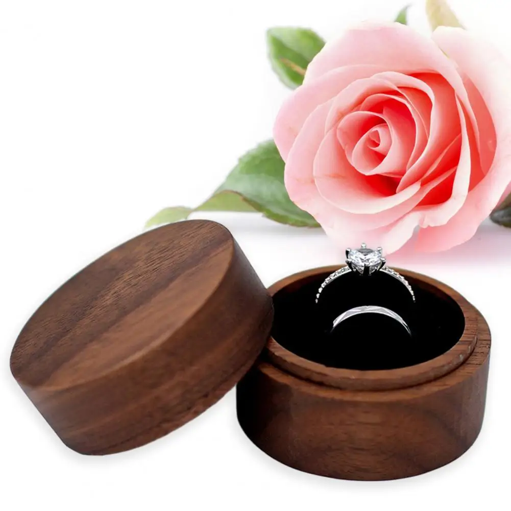 

Ring Box Vintage Wooden Ring Storage Box Double Ring Display Case for Proposal Engagement Day Jewelry Display Packaging Gift Box