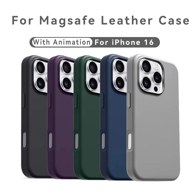 

Оригинальный кожаный чехол с MagSafe для iPhone 16 Pro Max 16 Plus, чехлы с беспроводной зарядкой, магнитная задняя крышка 16Pro, в коробке