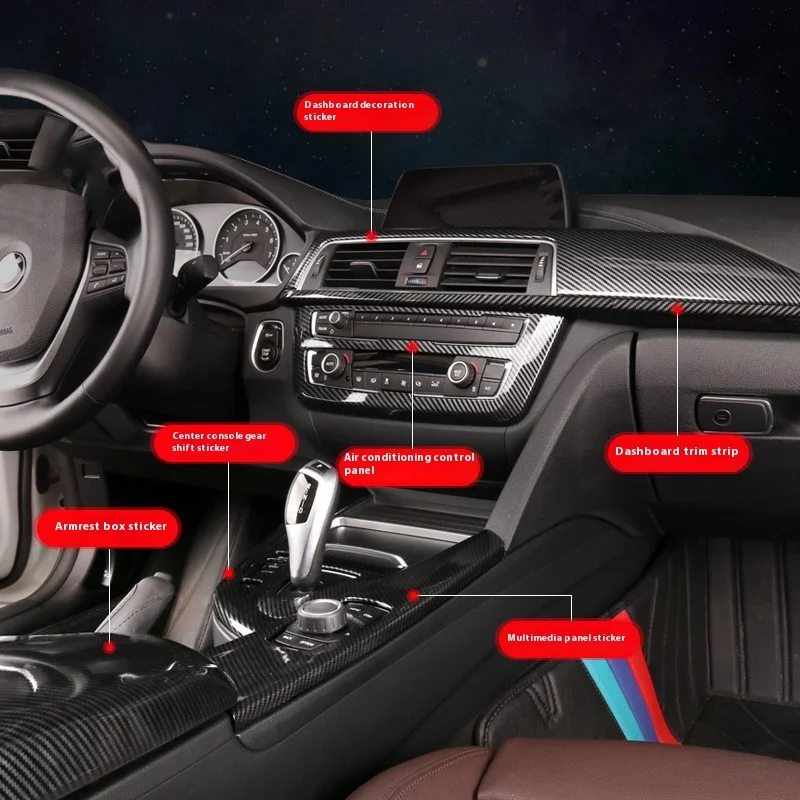 ألياف الكربون سيارة مركز وحدة التحكم تكييف الهواء لوحة القيادة زخارف اللوحات لسيارات BMW 3 4 سلسلة 3GT F30 F32 F34 الملحقات الداخلية