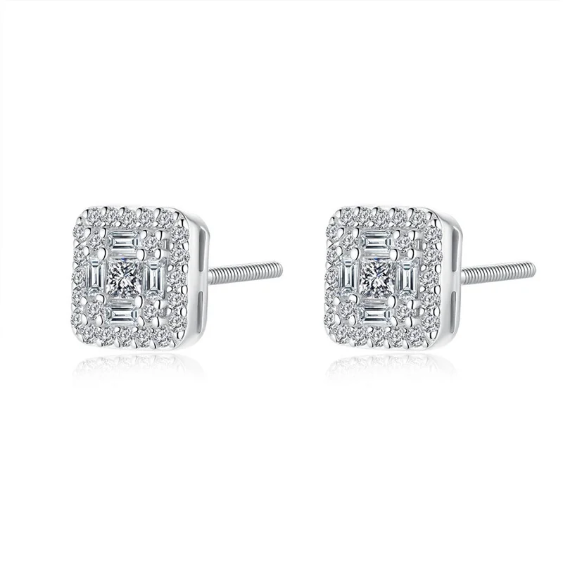 

ZFSILVER модные s925 серебряные муассанитовые классические изысканные прямоугольные квадратные серьги для очаровательных женщин аксессуары ювелирные изделия в подарок KE094