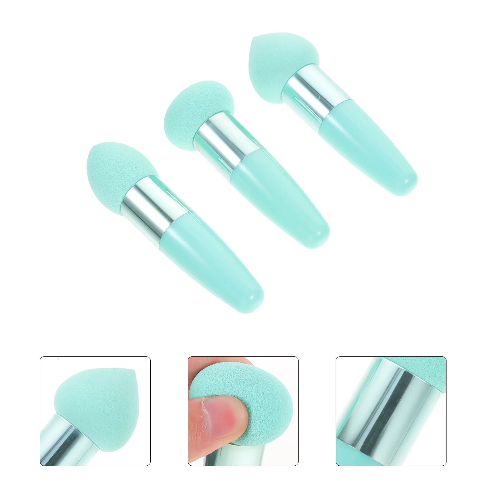 

3 Pcs Holder Little Mushroom Makeup Pen Foundation Sponge Brush Wet Dry Pens Miss