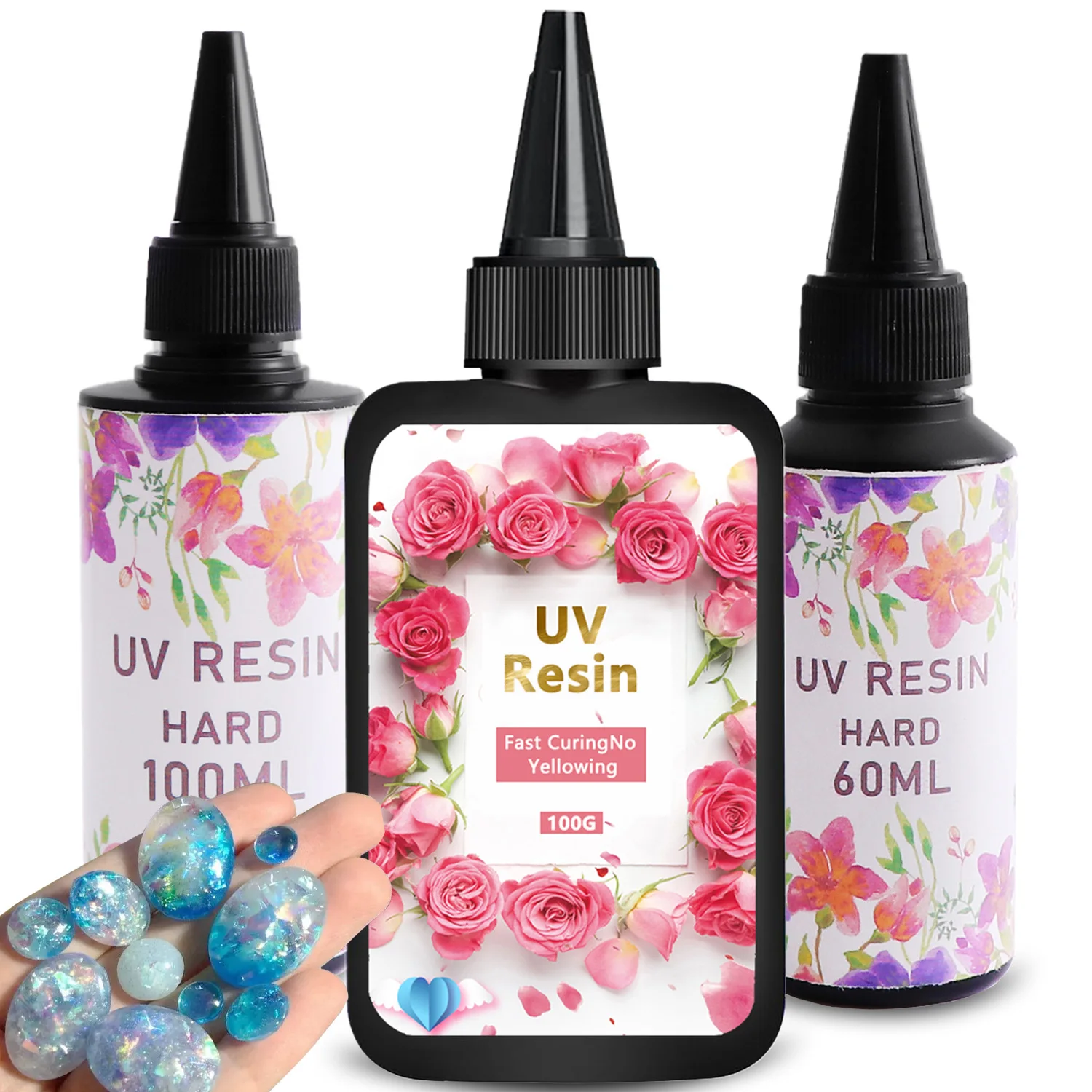 UV Resin Clear,Hard,Upgraded Crystal Clear Epoxy Resin Up Premixed UV Cure Resin for Craft Jewelry Making