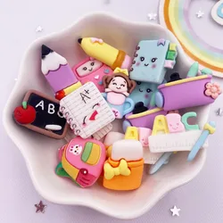 Hand Painted Resin Kawaii Colorful Mini Learning Tools Scrapbook Flatback Stone Figurine 10PCS DIY Decor Accessories Craft OM279