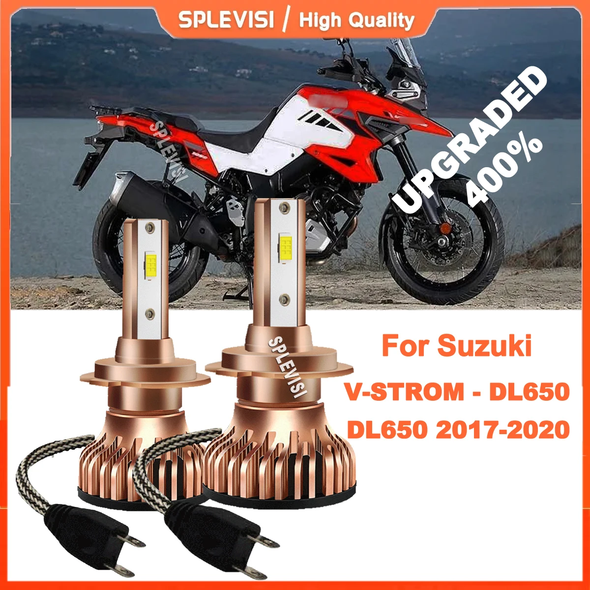 

2x Motorcycle H7 LED White Headlight Bulbs with Fan CSP Chip 6000K For Suzuki V-STROM - DL650 2017-2020 2018 2019 2020 2021