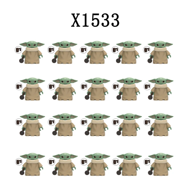 

20pcs/set Building Blocks Baby Yoda Brick Yoda and Aeroba Figure X1533 XP300 XP301 mini Assembly Toys WM929 WM930 KM66020