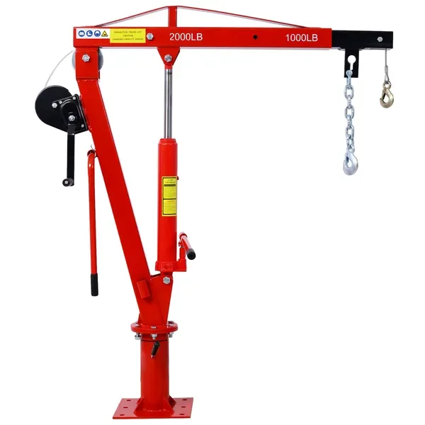 

Hydraulic Pickup Truck Crane with Hand Winch , Pickup Truck Bed Jib Crane- 2000-Lb. Capacity Red