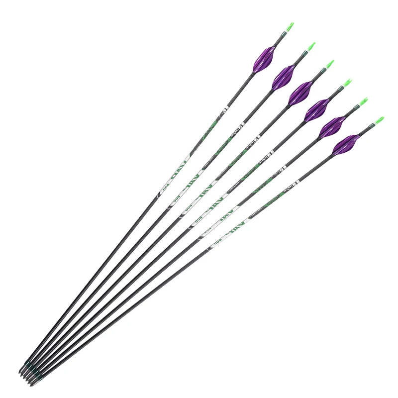 Archery Carbon Arrow ID4.2mm Spine400 500 600 700 800 900 1000 1100 Recurve Bow Compound Bow Shooting Hunting Practice Arrows