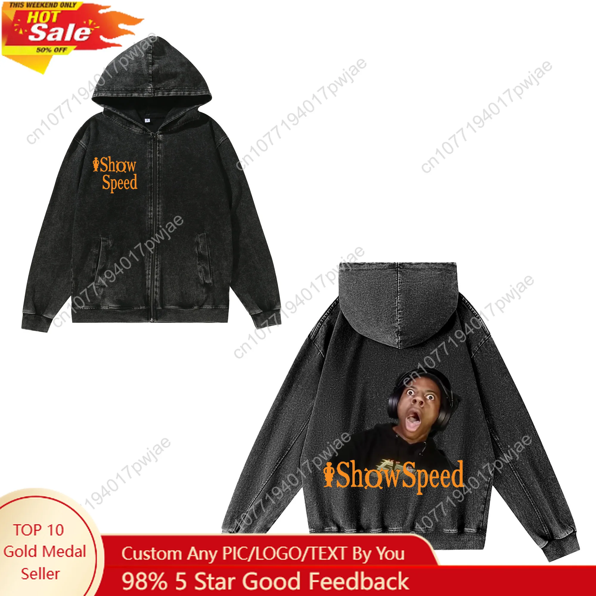 

IShowSpeed Rap Singer Custom Retro Sweatshirt Mans Womans Half Zipper Vintage Sweat Shirt Photo Custom Made Tops