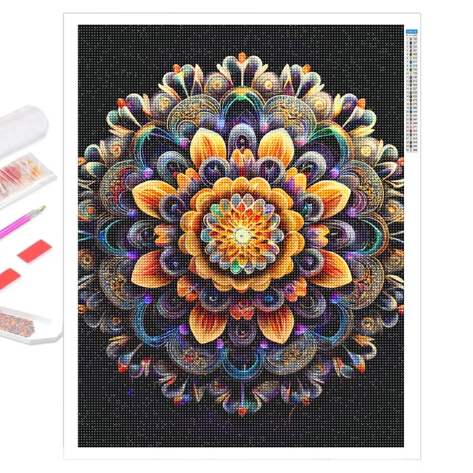 Trapano completo pittura diamante 5D Mandala punto croce kit fai da te fantasia fiore immagine di strass diamante pieno ricamo vendita