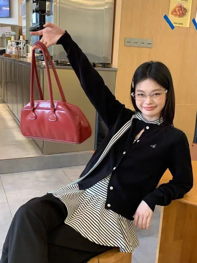 Bla round Ne سترة مشغولة من الصوف المرأة سليم صالح المطرزة Faionable بلوزة بسيطة الكورية Sle الخريف الموسم سترة صوفية #4