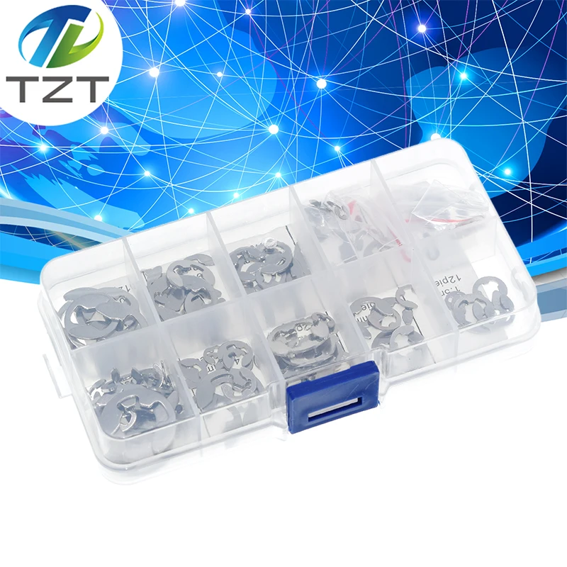 120PCS 304 Stainless Steel Stainless Steel E Clip washer Assortment Kit Circlip retaining ring for shaft fastener M1.5~M1