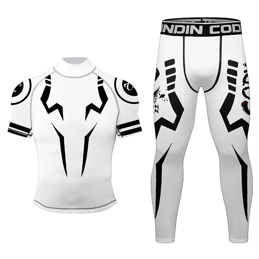 بدلة رياضية MMA BJJ للرجال من Muay Thai Jiu jitsu مجموعة رياضية للملاكمة واللياقة البدنية Rashguard للتدريب والجري ملابس رياضية للصالة الرياضية