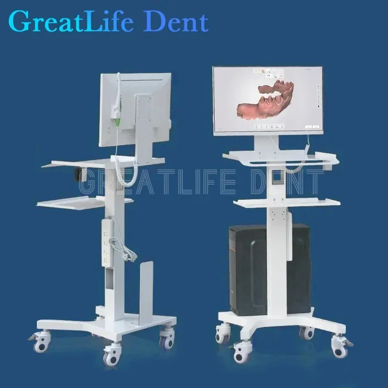 GreatLife Dent Medical Dental Scanner Cart Holder Mobile Cabinet Trolley Intraoral Scanner Trolley Tool Cart With Bracket Tray