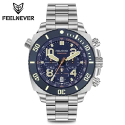 FeelNever Sport Dive Quartz Watch For Men 316L Stainless Steel Sapphire Big Dial Mens Watches 500M Waterproof Clock Reloj Hombre