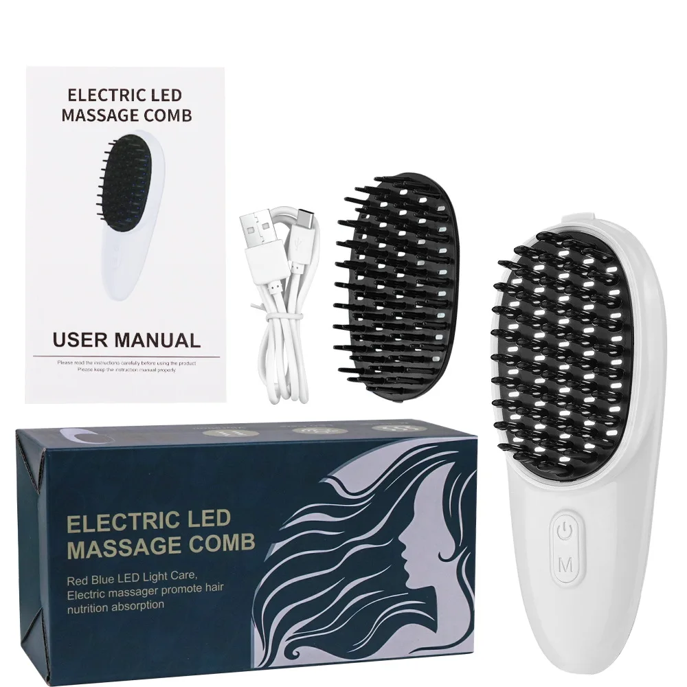 Anti Hair Loss Massage Therapy Comb Red Blue Light Hair Massage Brush Electric Hair Care Massage Comb