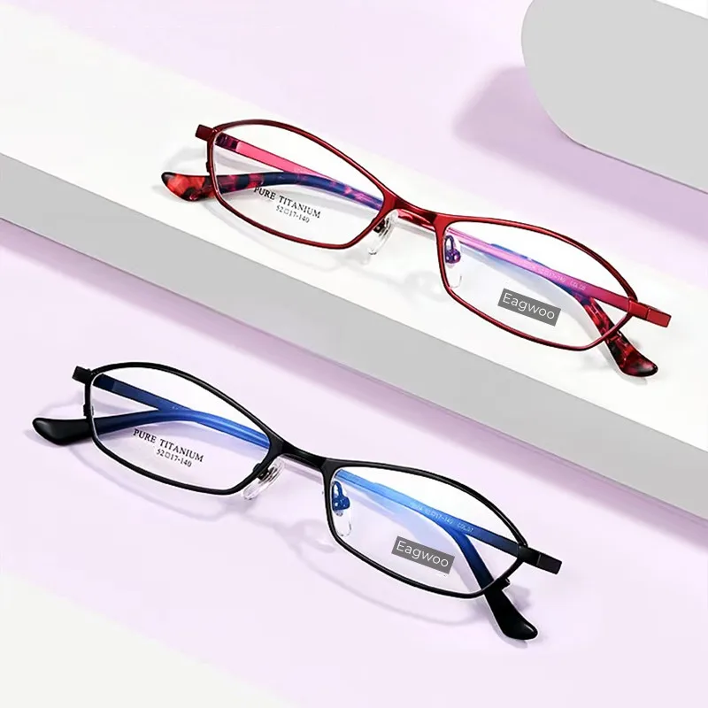 Reinem Titan Frauen Brille Entworfen Abnorme Form Vollrand Spektakel Hohe Grade Rezept Brillen – Detail 3
