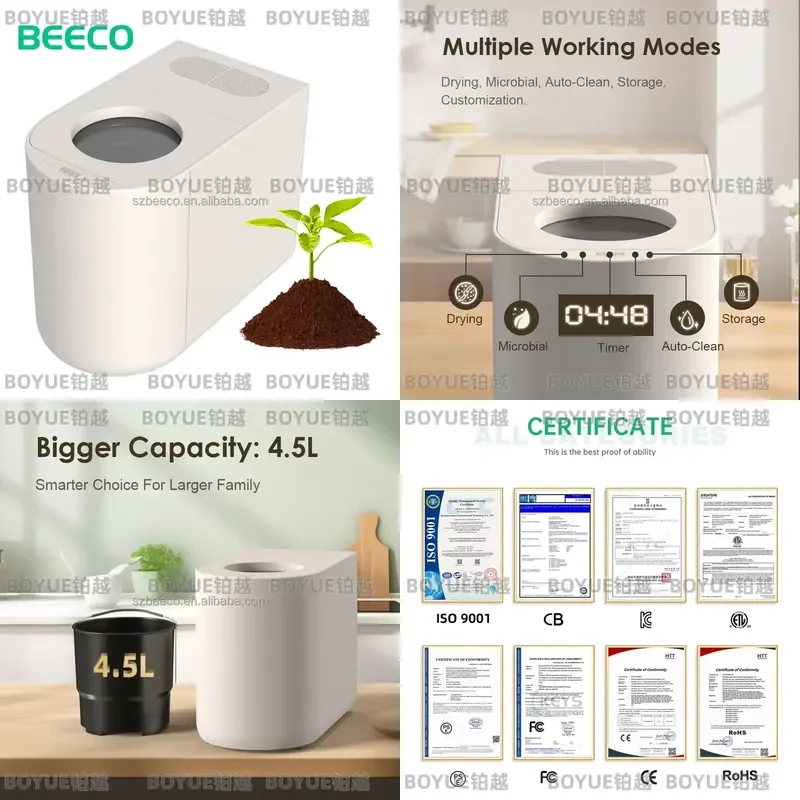 for Electric 4.5L Stainless Steel Food Waste Composter Odorless Deodorant Waste Collector Household Kitchen Food Waste
