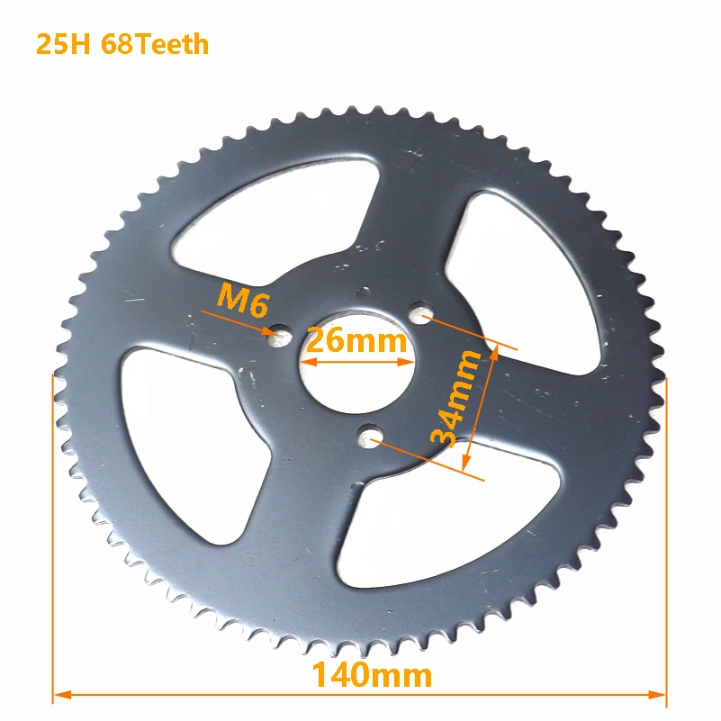 25H Chain 68T Tooth 26mm/29mm/35mm Rear Gear Sprocket Plate For 47cc 49cc Mini Moto ATV Quad Dirt Pit Pocket Bike Scooter Parts