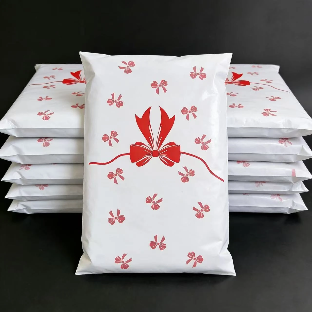 White Courier Poly Mailers Postal Bag Cute Bow Clothes Mailer Storage Packaging Bag Gifts Shoes Express Transport Pouch