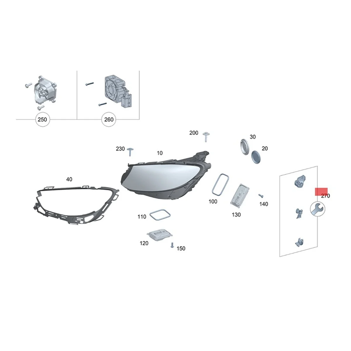 A2138202300 kit di riparazione staffa faro sinistro per Mercedes Benz E W213 W238 2016-2020 vite supporto fisso faro