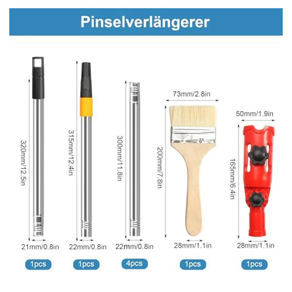 Paint Brush Extension Rod with Adjustable Length Multi Angle Bracket Compatible with Various Brushes and Rollers