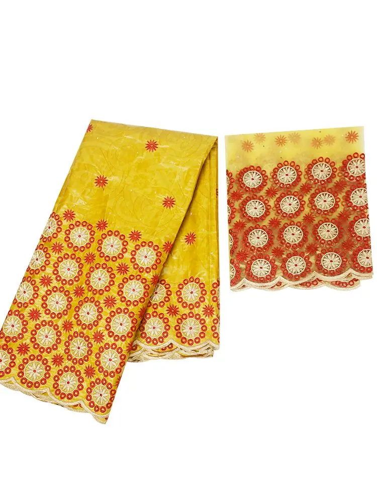 Bazin Riche Textiles 2024 Nouveau Tissus Africain Jacquard Bocade Fabrics Sukienka Materiał do szycia Haftowany tiulowy koronkowy nakrycie głowy