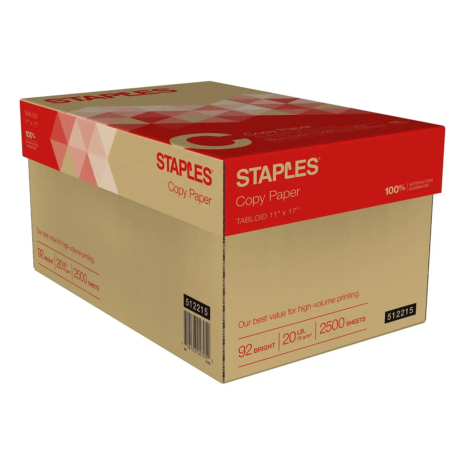 11x1 7 polegadas grampos de papel, 20 lbs, 92 brilho 500/rm 5 rm/ct (512215)