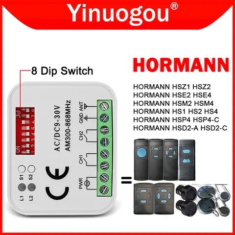 HORMANN 원격 제어 HSE2 HSE4 HSZ1 HSZ2 HSM2 HSM4 868 차고 문 RX-MULTI AM300-868MHz 범용 수신기 원격 도어 오프너