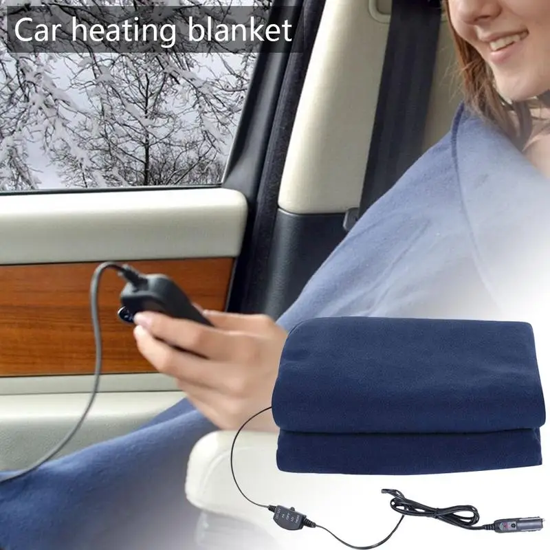 Car Heating Blanket 12V Electric Heated Blanket Cigarette Lighter Plug Winter Camping Travel Heating Blanket Car Accessories