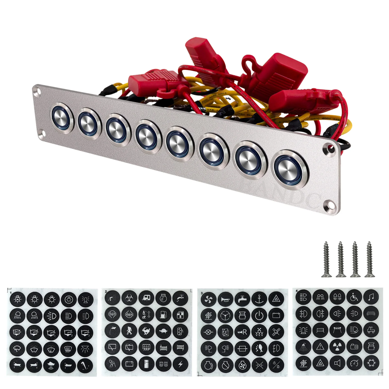 Waterproof Marine Switch Panel 12V 24V DC Self-locking Push Button Switch For Yacht Trailer Bus Tractor Jeep Truck Camper