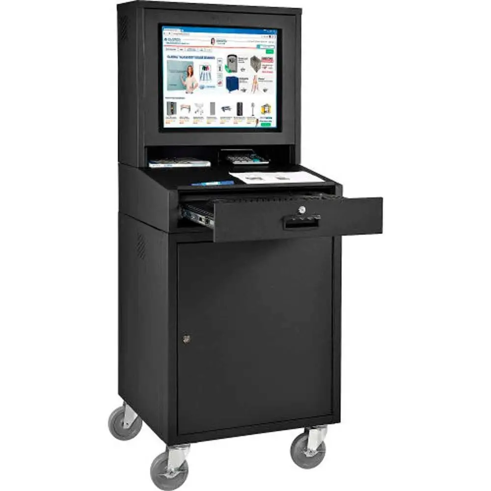 

24 Security LCD Monitor Enclosure, Black Powder Coated, 24.5W x 22.5D x 62.75H
