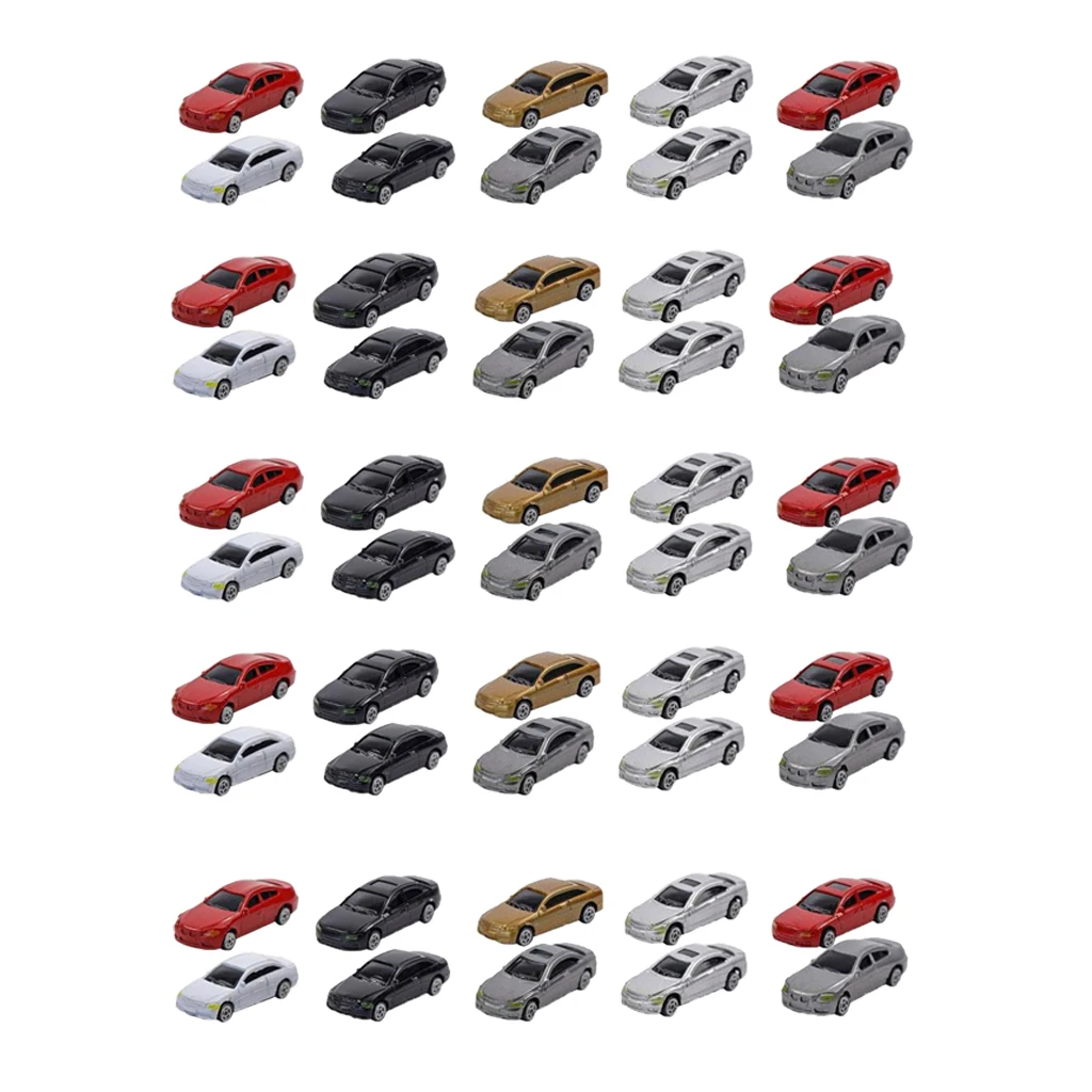 1:87 HO Schaalmodel Miniatuur Poppenhuis Mini Auto Speelgoed Trein Landschap Speeltoestel Zandtafel Materialen Auto Accessoires 50/60/70 Stuks