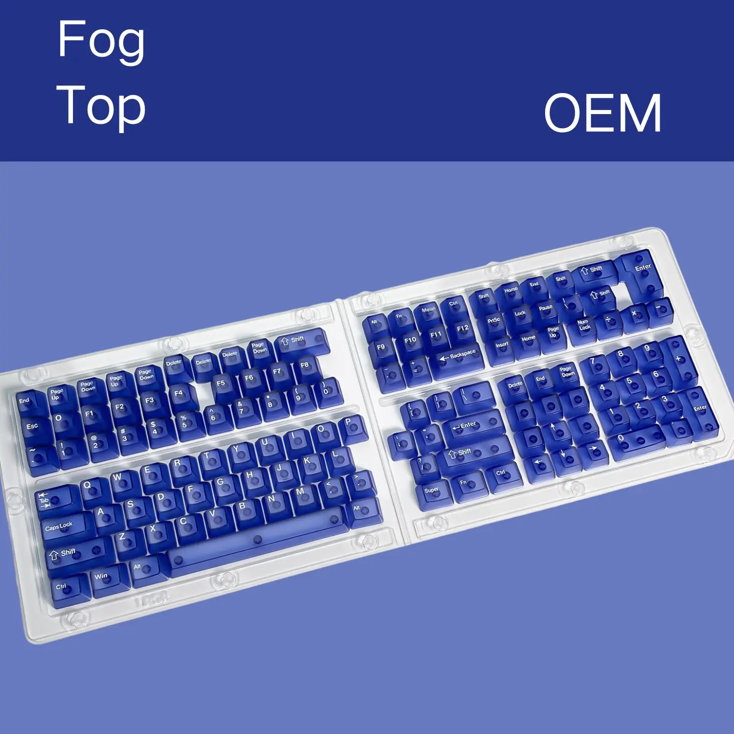 

Синие прозрачные колпачки для клавиш с вишневым профилем, колпачки для клавиш OEM, колпачки для ПК без печати с боковой верхней печатью, пользовательская игровая механическая клавиатура 108