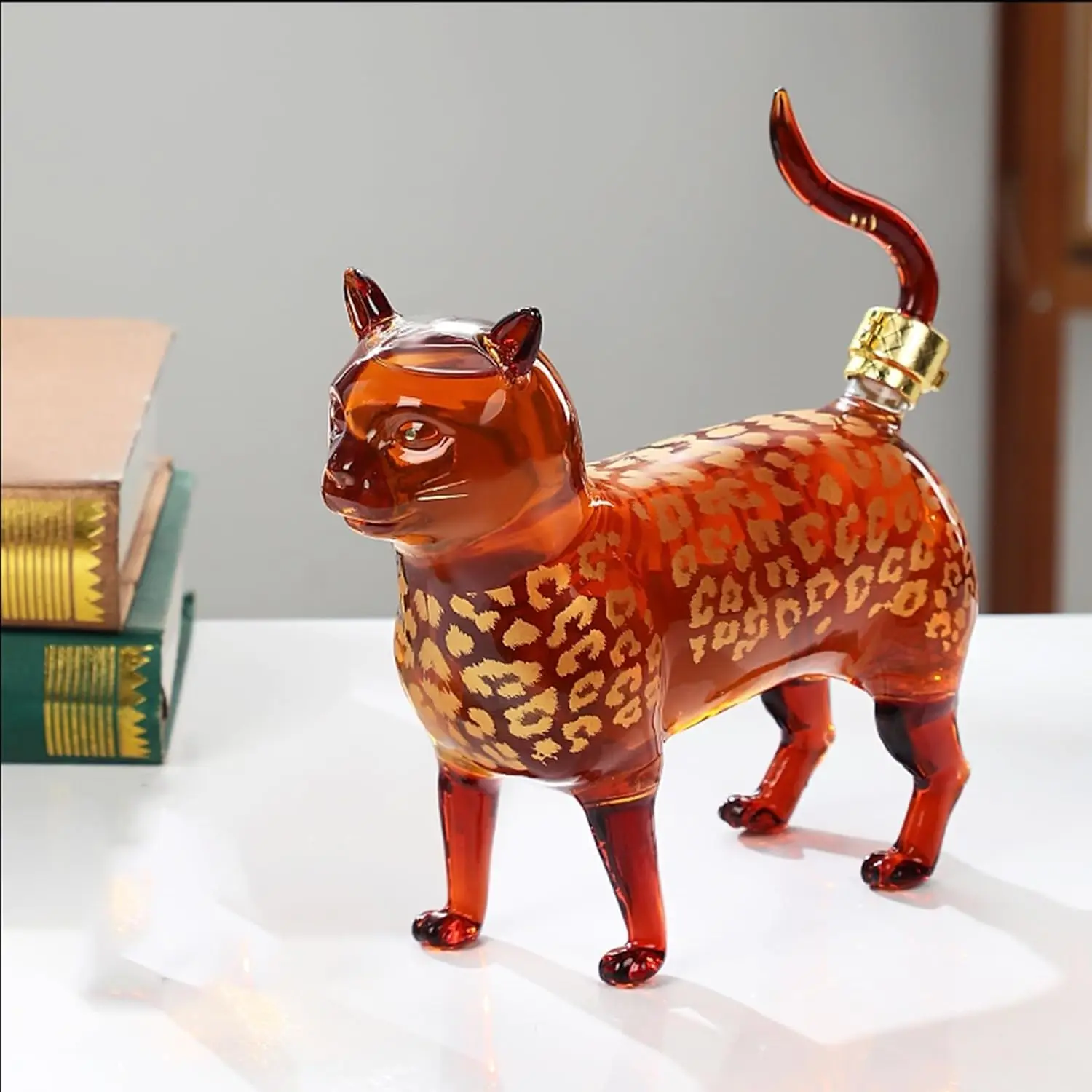 

Художественная статуя, скульптура, 1000 мл, бутылка виски с котом, стеклянный графин для вина, креативный графин с ручным отключением, герметичный для декора вечеринки, бара