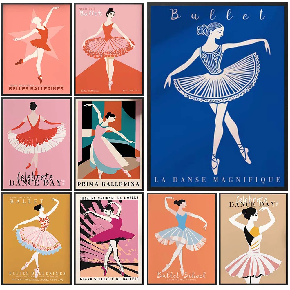 

Elegant Ballet Girl Dancing Woman Prints Poster Wall Art Canvas Painting Home Decor Wall Pictures For Living Room Unframed