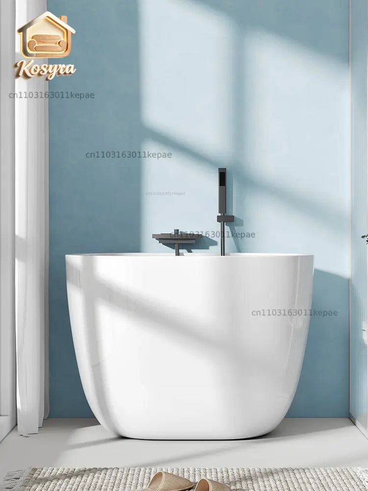 New acrylic household mini Japanese-style oval bathtub small apartment deep bubble simple independent sitting bath